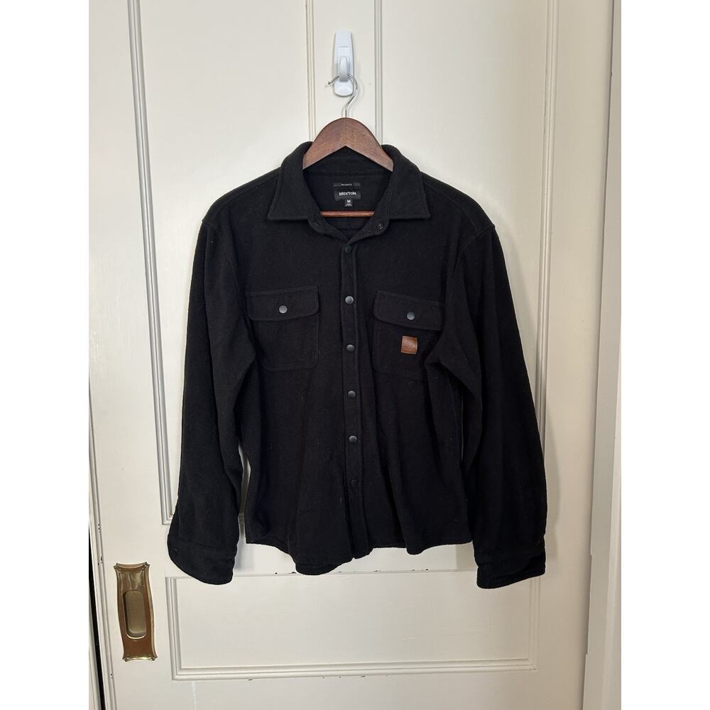 Brixton Fleece Collared Button Shirt Mens Size Medium Black Classic Outdoor